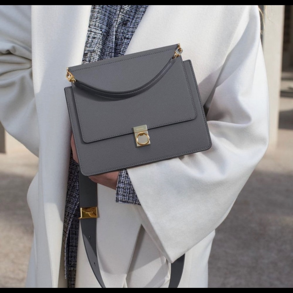 Polene Number Seven - Grey Textured leather - pre owned